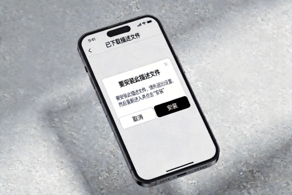 iPhone上提示安装描述文件的弹窗界面截图